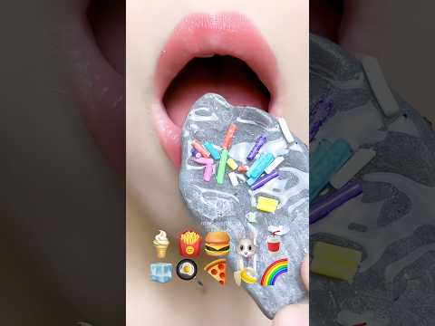 Asmr Eating Emoji Food 🍌🧊🍞 #asmr #mukbang #asmrsounds #eating #emojichallenges
