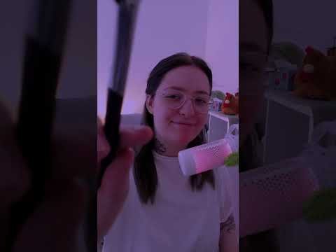 ASMR Brushing your Face & Tongue Clicking #asmr #fyp #shorts #short #asmrsounds #asmrtriggers