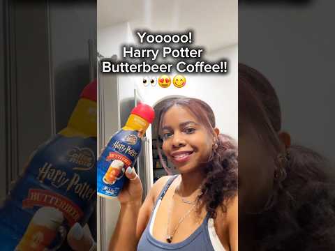 Trying the Harry Potter Butterbeer Coffee Creamer! ☕️ #harrypotter #butterbeer #icedcoffee