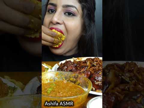 ASMR Eating Spicy Chicken Curry,Rice,Lollipop,Fire Noodles,Leg Piece Indian Food ASMR Eating Mukbang