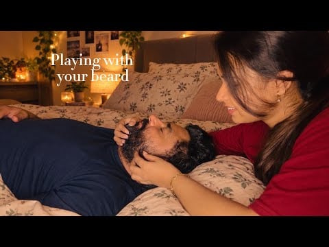 Real Person ASMR ~ Doing asmr on my husband ( beard scratching, beard oiling)