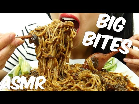 ASMR *EPIC BIG BITES* Real Korean Blackbean Noodles (STICKY EATING SOUNDS) NO TALKING | SAS-ASMR