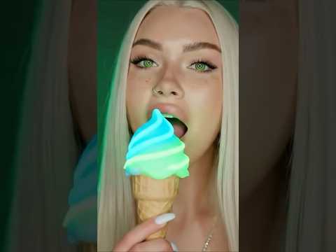 Would You Try Neon Ice Cream 🍦💚💙 ASMR