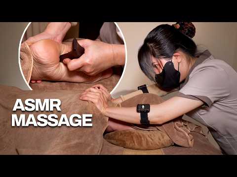 ASMR Shiatsu Back Massage, Cupping and Hot Stones for Sleep
