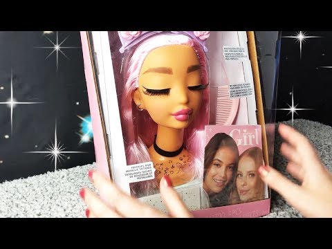 ASMR New Doll Head Unboxing (Whispered, Hair Brushing, Tapping)