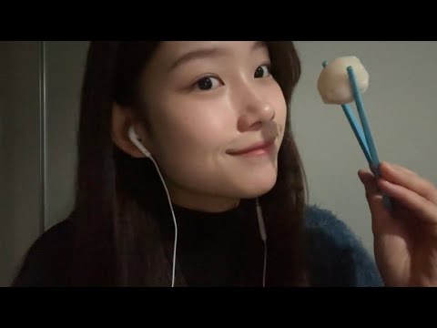 [ASMR] 첫 먹방! 이팅사운드eating sound asmr (샐러드, 꿀떡) 🥗🍡🩵