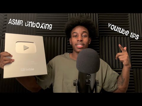 [ASMR] Silver award unboxing// tips for starting YouTube