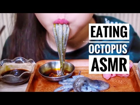 ASMR EATING RAW OCTOPUS WITH SOY SAUCE AND PICKLE GINGER , EATING SOUNDS | LINH-ASMR