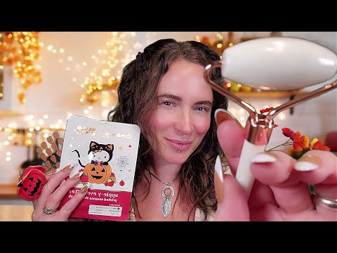 ASMR Cozy 🍂 Autumn 🎃 Personal Attention (Layered, Skincare, Hair Brushing, Painting)