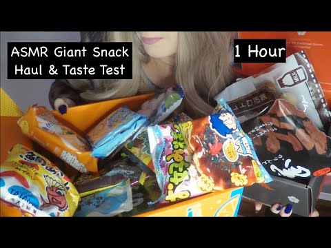 ASMR GIANT SNACK HAUL & TASTE TEST | 1 Hour | Whispered Mukbang