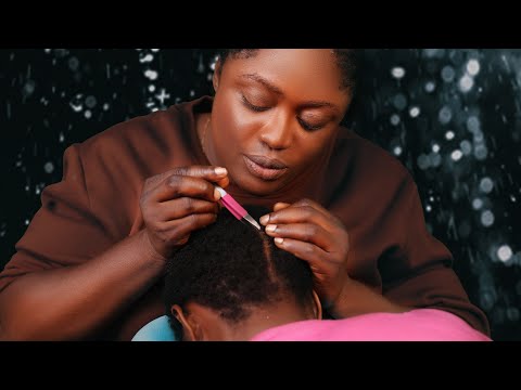 ASMR ✨whisper story time,hand picking hair crust,vitamin e capsule,intense head scratch massage +GUM