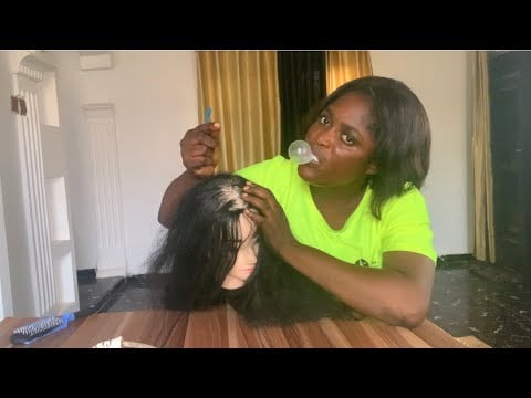Asmr playing with your hair, checking for lice with bubblegum cracking and chewing