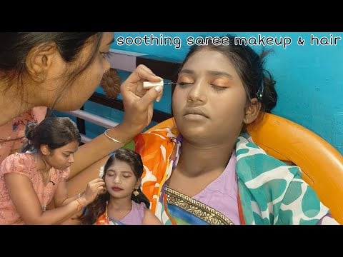 Soft Saree Makeup & Elegant Hairstyle ✨ Traditional Calm & Grace..