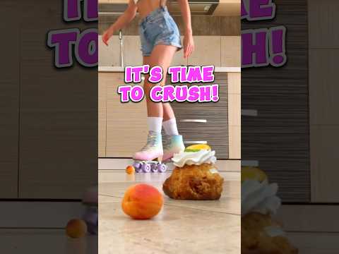 Roller Girl vs. Apricots! Shoes Crushing Food! Oddly Satisfying! ASMR