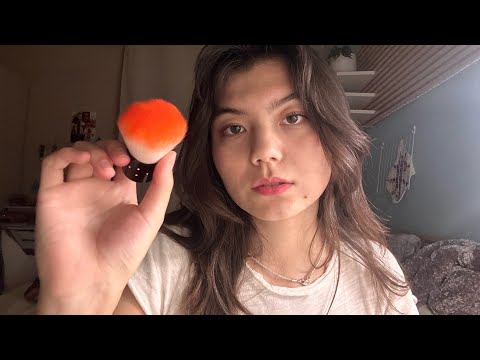 ASMR girl behind you does your makeup in class | fast & aggressive