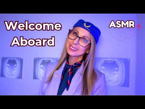 ASMR Flight Attendant Roleplay ✈️ Soft Spoken In-Flight Service + P.A. Announcements.