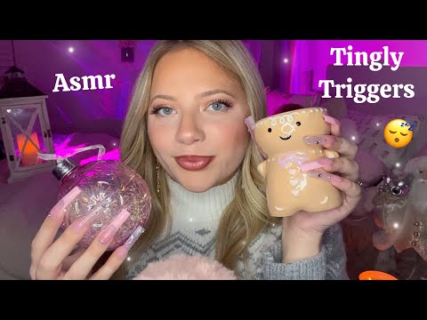 Asmr Festive Trigger Assortment for Sugar Plum Dreams 🍬🍭🎄(long nail tap/scratch)