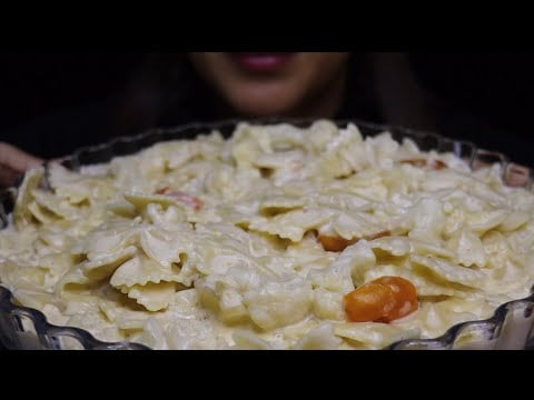 ASMR CREAMY ALFREDO FARFALLE PASTA CAULIFLOWER MUKBANG no talking CREMA ASMR #asmr #mukbang #pasta