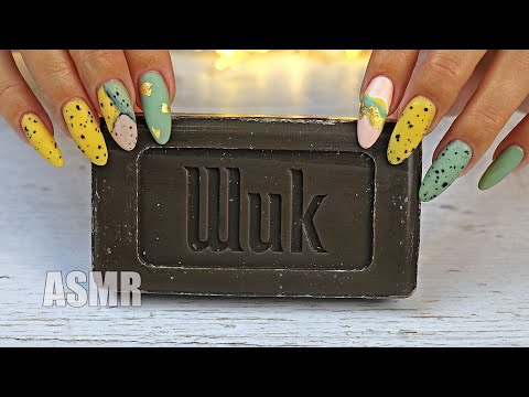 ASNR Black SOAP Satisfying TAPPING Long NAILS Whisper | АСМР Резка МЫЛА Триггеры  НОГТЯМИ Шепот