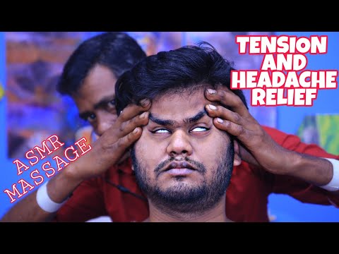ASMR headache relief and tension relief head massage with ASMR tapping | indian barber neck cracking