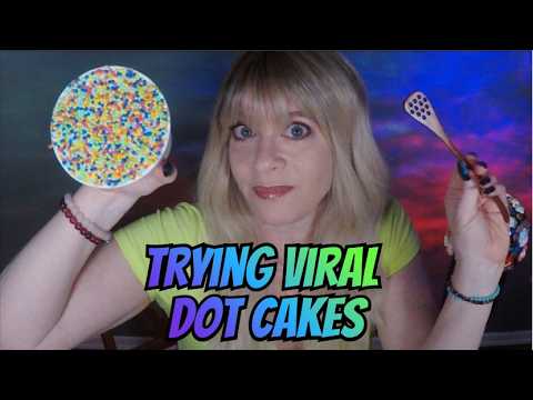 ASMR Trying Viral Dot Cake With Wooden Honey Spoon | Bake With Me  #mukbang