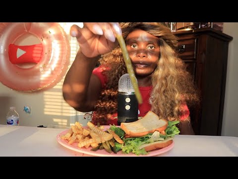 PEPPER JACK SALMON SANDWICH CRINKLE FRIES ASMR EATING SOUNDS (CONFESS I DID IT)