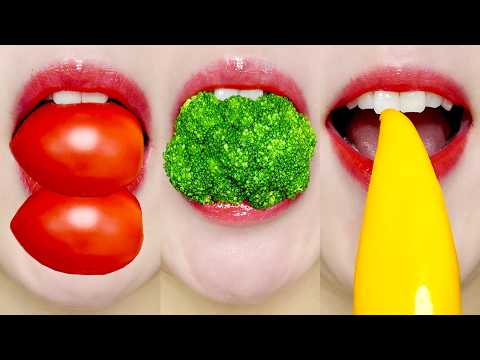 ASMR Crunchy 🥕🌶️🥒Fresh Vegetables & Freeze-Dried Veggies MUKBANG 생야채 & 동결건조 야채 이모지 먹방 Eating Sounds