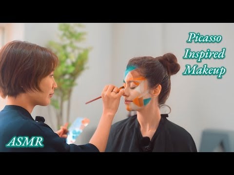 [ASMR] Picasso Inspired Makeup by the Global Theme Park's Artist 🤫アートメイクピカソ
