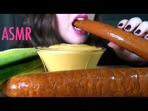 ASMR Sausage, Cucumbers & SPICY Cheese Sauce - EXTREMELY SATISFYING Eating Sounds!