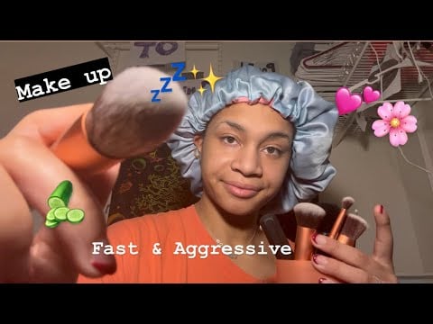 ASMR - Fast & Aggressive Make Up (Ela)