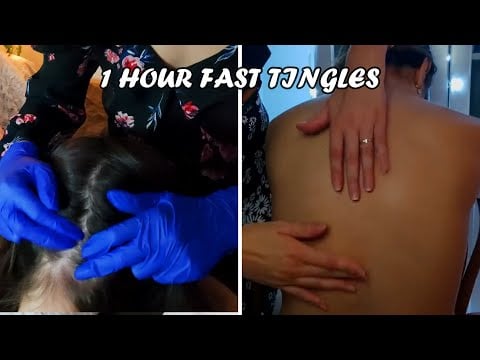 ASMR Back, Hair and Scalp FAST TINGLES ASSORTMENT - 1 hour no talking