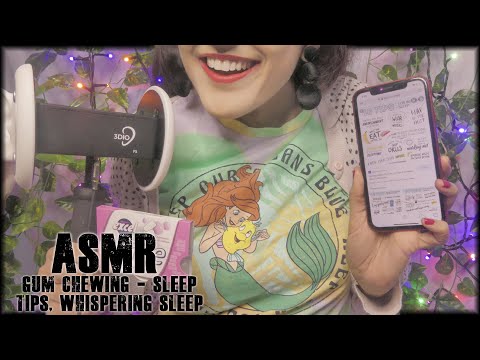 ASMR  Gum Chewing Whispering Tips For Sleep💖 (ASMR SLEEP) 3DIO BINAURAL 💖  ♡EAR  TO EAR ♡