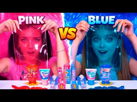 ASMR Pink VS Blue Jelly Gummy Candy, Love VS Hate Food, Rainbow Candy Best Compilation