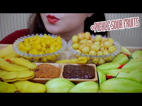 ASMR Soaked EXTREME Sour Fruits platter(Mango,tamarind,Lao grapes,gooseberry)EATING SOUNDS|LINH-ASMR