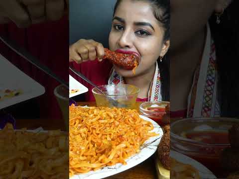 ASMR Eating Veg Burger,Spicy Cheese Balls,Chicken Leg Piece,Noodles Street Food ASMR Eating Mukbang