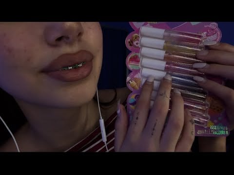 ASMR upclose lip gloss application (glittery flavoured scents)
