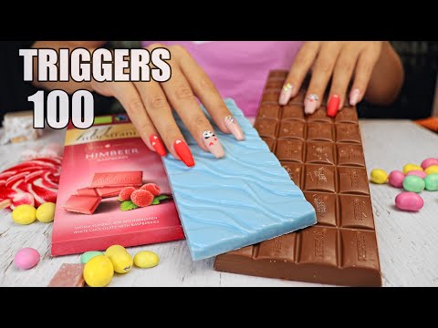 ASMR 100 TRIGGERS in 8 minutes CHOCOLATE Pink, Milk, Blue| АСМР 100 ТРИГГЕРОВ с ШОКОЛАДОМ