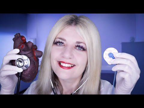 ASMR Cardiology Exam & ECG - Stethoscope, Blood Pressure, Latex Gloves, Sticky Pads, Typing, ECG