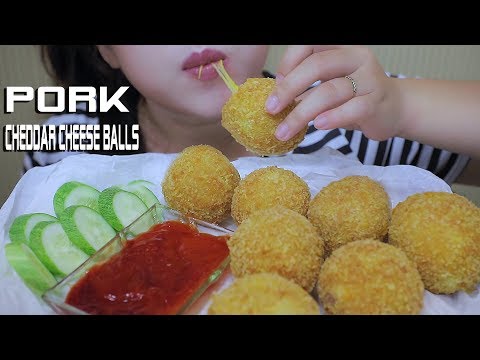 ASMR PORK CHEDDAR CHEESE BALLS | BEST CRUNCHY EATING SOUNDS | LINH-ASMR