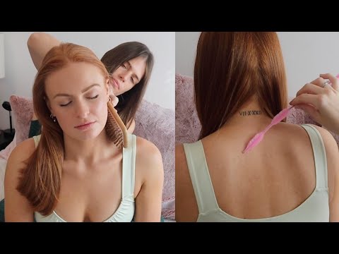 ASMR | Back tracing & hair play on Sophia 💖 (whisper)