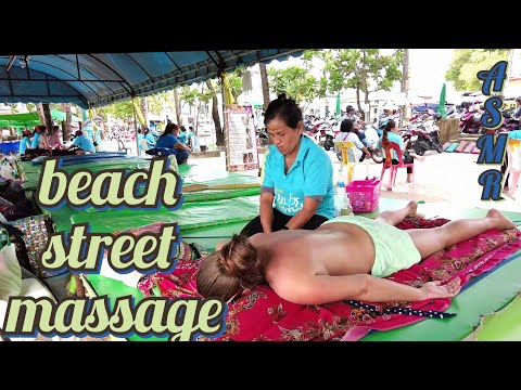 ASMR 4К.Thai street massage in a tent by the road on the beach!