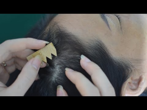 ASMR Scalp Scratching With Wooden Tools, Real Person Hair Play, Hair Combing For Stress Relief