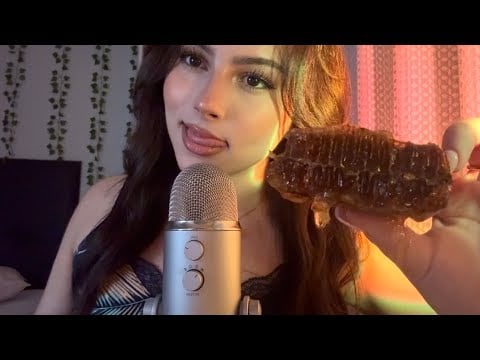 ASMR Eating Honeycomb 🍯 (mouth sounds, whispering…)