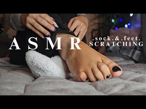 ASMR | Sock Scratching Sounds Vibes & feet | B&W mani/pedi | no talking