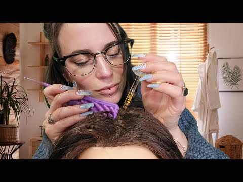 ASMR - Scalp Massage (Hair Brushing, Scratching, Oil Treatment) 💤😴