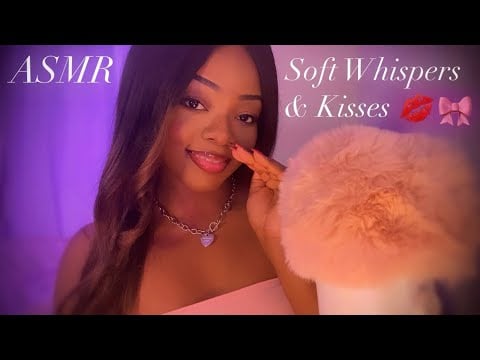 ASMR | A Soft Whisper Ramble 🤍 + Soft Kisses & Mic Fluffing 💕🎀