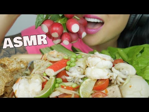 ASMR SPICY SEAFOOD PAPAYA SALAD (EXTREME CRUNCHY EATING SOUNDS) NO TALKING | SAS-ASMR