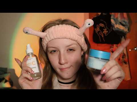 [ASMR] Friend does your skincare before bed 🫧🧖‍♀️~ soft spoken, layered sounds