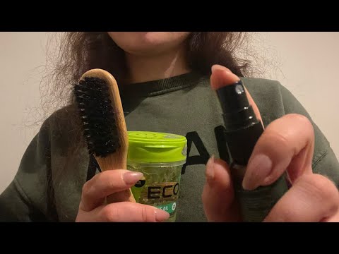 ASMR styling your hair🎀 real hair,brushing,braiding & styling with gel💆‍♀️ no talking