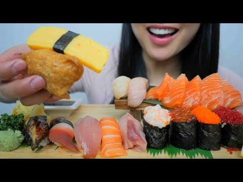 SUSHI PLATTER (ASMR EATING SOUNDS) NO TALKING | SAS-ASMR